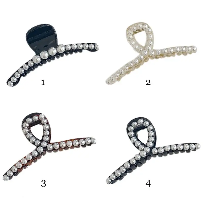 

Заколка-краб женская с искусственным жемчугом, Ретро зажим для волос с имитацией жемчуга, аксессуар на голову