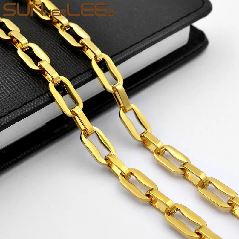 Ожерелье SUNNERLEES из нержавеющей стали 316L Геометрическая цепочка 7 5 мм золотистый