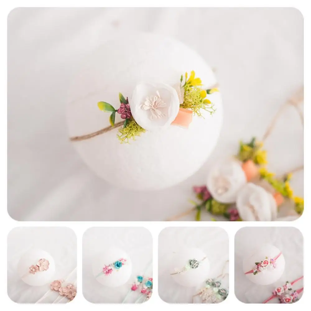

Newborn Baby Flower Faux Pearl Headband Hair Band Strap Headwear Photo Props