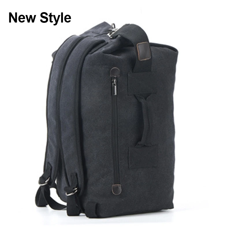 New style black Men's Luggage Canvas Bag Large Capacity Camping Backpack Large Roomy Mountaineering Backpack Best Quality Outdoor Luggage Bag - Цвет: New style black