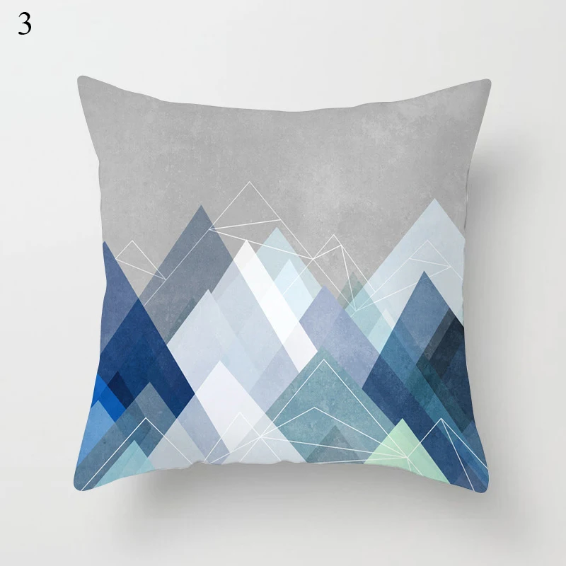 

45*45CM Pillow Case Blue Abstract Geometric Printed Polyester Throw Square Pillowcase Decorative Sofa Pillow Cover Home Decor