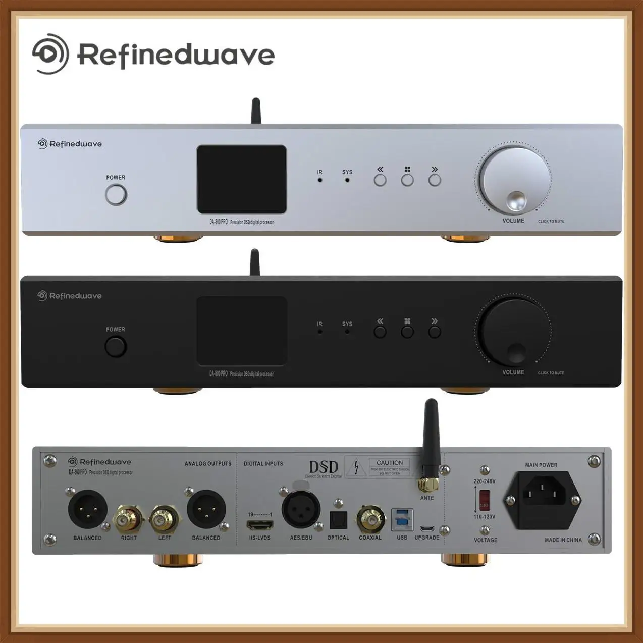 Декодер Refinedwave DA800 ES9038PRO DSD512 PCM768K FPGA FIFO Bluetooth 5 0 2 4 &quotLCD Hi Fi полностью
