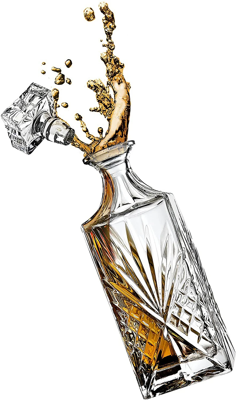 

Hellodream Whiskey Decanter Set with 2 Old Fashioned Whisky Glasses for Liquor Scotch Bourbon or Wine