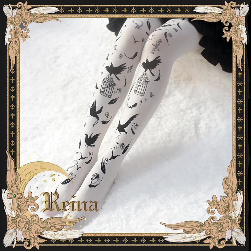 Лолита бронза 120d бархат печатных patyhose мягкая девушка harajuku милый