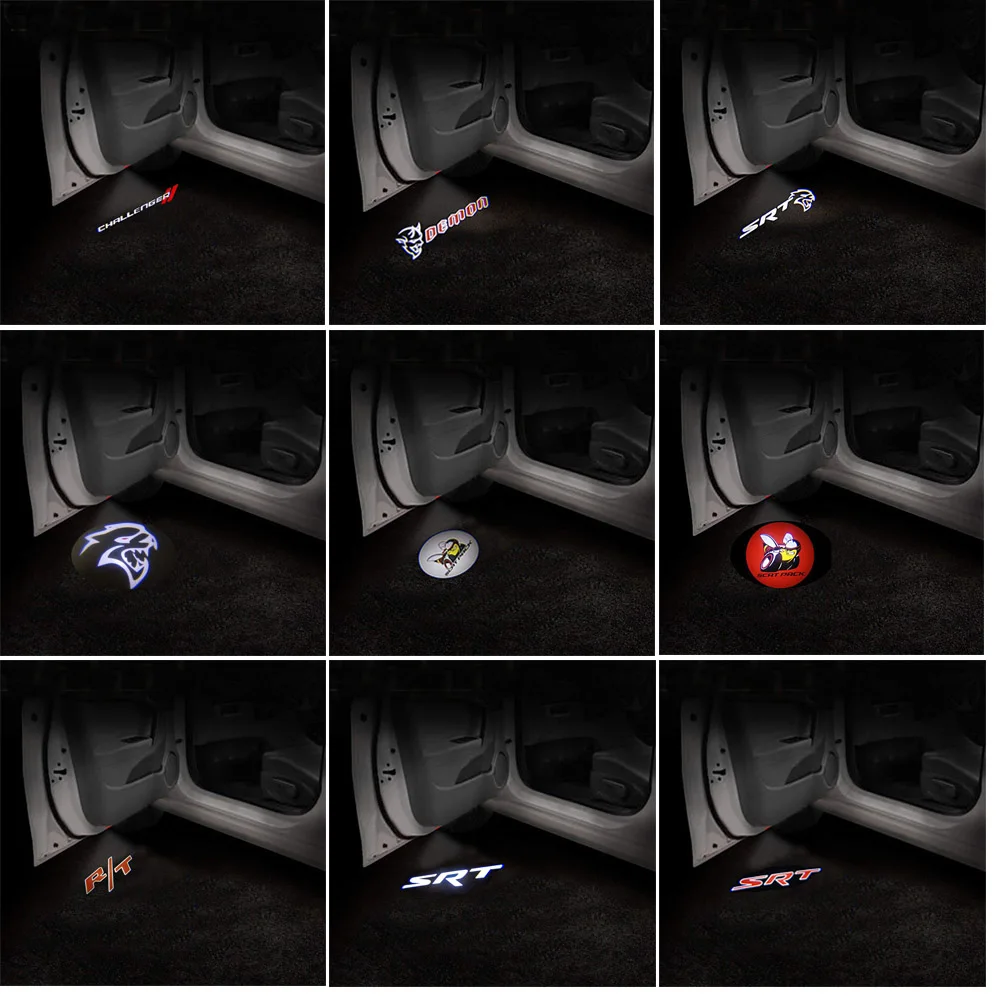 Car Door Logo Light LED Ghost Shadow Emblem Projector For Dodge Challenger SRT Scat Pack Demon Charger Hellcat RT Super Bee