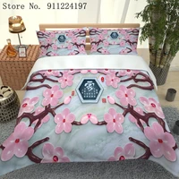 3d peach blossom printing bedding set twinfull queenking 240x220 3pcs duvet cover single double high quality bedspread