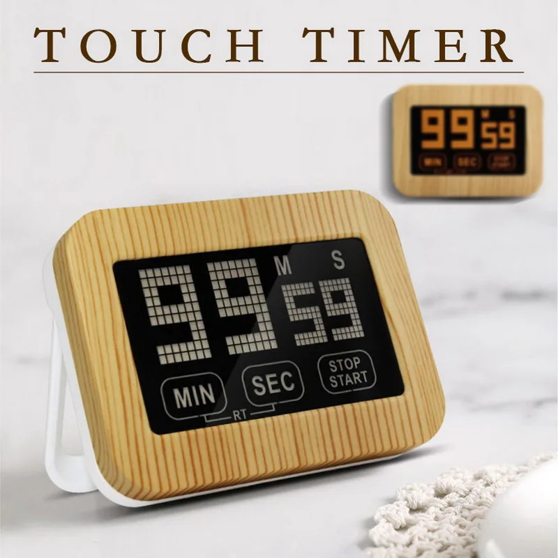 LCD Touch Screen Kitchen Timer Magnetic Digital Count Up And Down Cooking Movement Reminder Electronic Alarm Clock / | Дом и сад