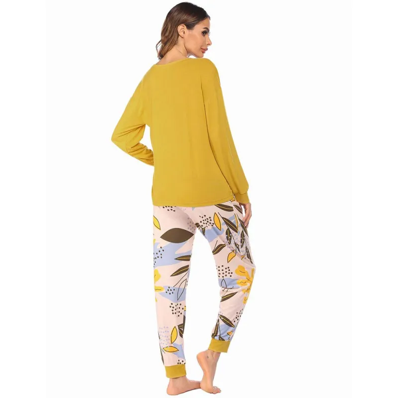

Women Pajamas Suit Long-sleeved Cotton Printed Leopard Print Home Wear Clothes