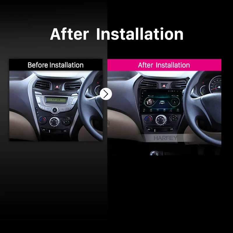 Автомагнитола Harfey 9 дюймов Android 1 для Hyundai EON 2012 с сенсорным HD экраном GPS навигацией