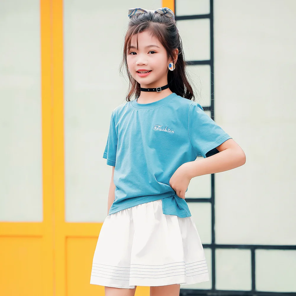 Одежда для подростков девочек комплект детской одежды: футболка и юбка костюм