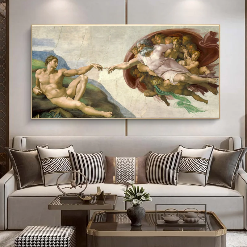 

The Creation Of Adam By Michelangelo Canvas Paintings On the Wall Art Posters And Prints Famous Art Pictures For Living Room