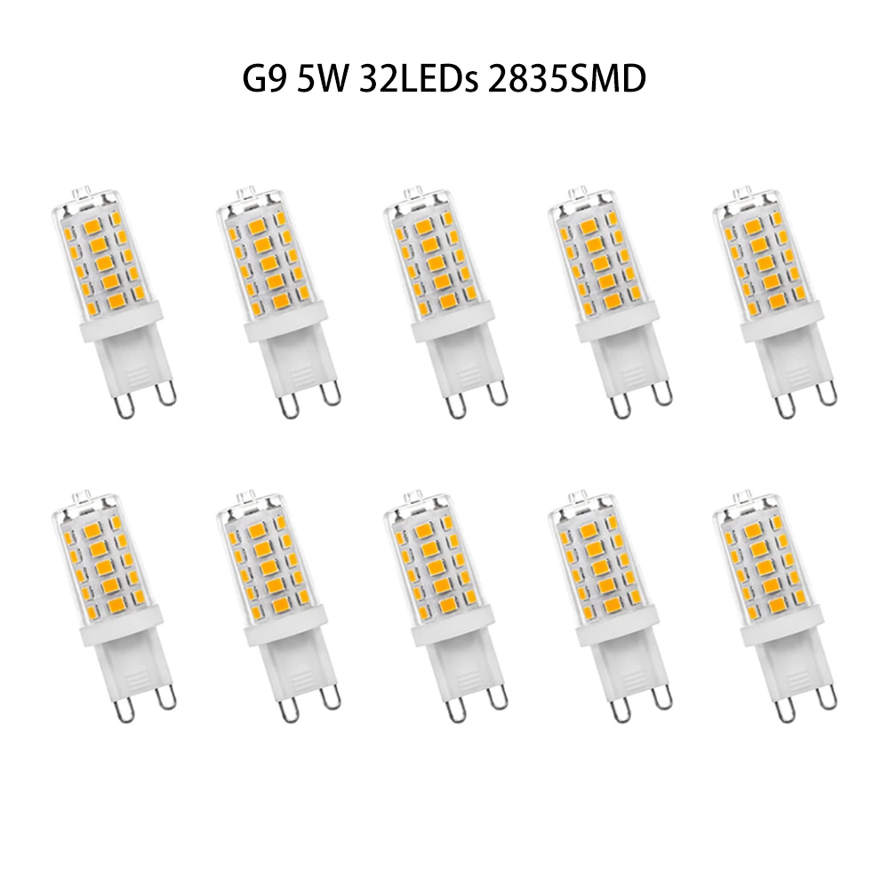 

G9 LED Bulb 5W No Flicker 220V 2835SMD Super Bright Ceramic Corn Lamp 360 Degree Beam Angle Replace 50W Halogen Light 10pcs/lot