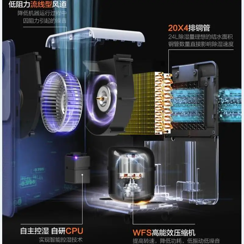 

24L Large Dehumidification 125E Dehumidifier Home Bedroom Quiet Industrial Dehumidifying Power Basement Small Humidifier Drying