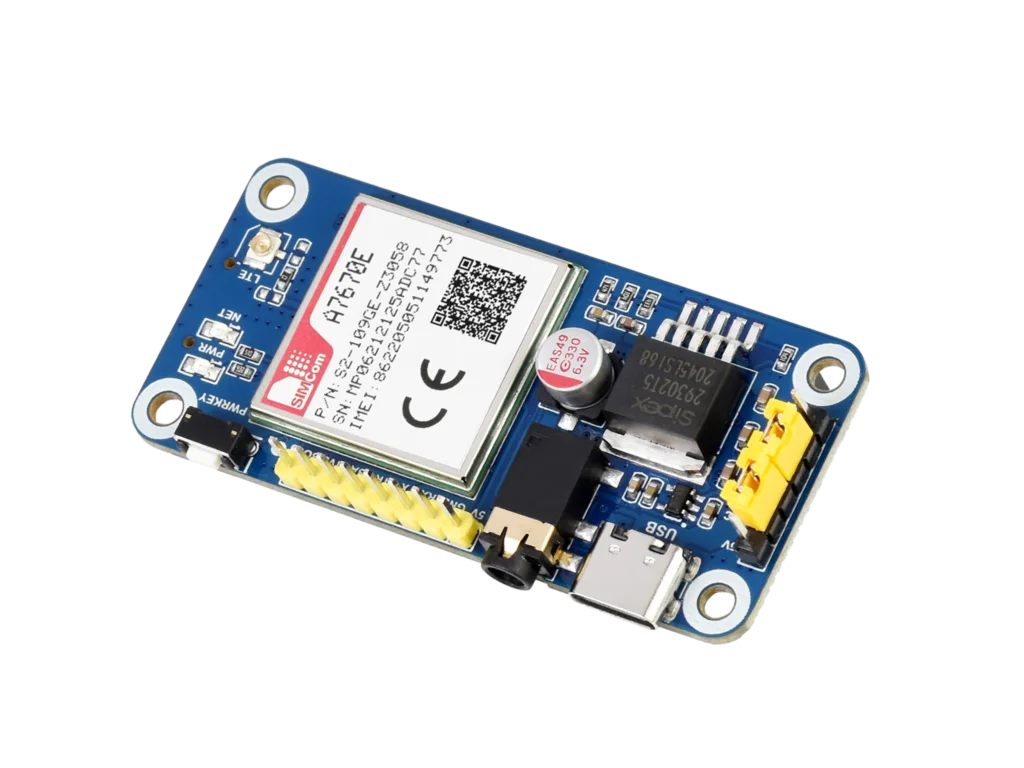 Шляпа A7670E LTE Cat-1 для Raspberry Pi Многополосная 2G GSM / GPRS LBS Европы Юго-Восточной Азии