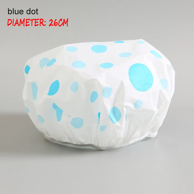 blue dot Душ Кепки уплотненные теплые леггинсы с эластичной резинкой; ванна шляпа, шапочка для купания для Для женщин парикмахерский салон в горошек водонепроницаемые изделия для ванной комнаты Аксессуары для ванной комнаты - Цвет: blue dot