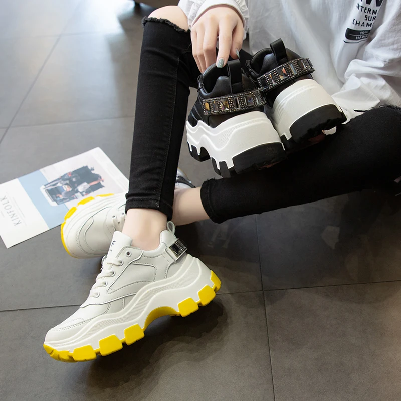 Модные женские кроссовки на высокой платформе женская обувь для бега дизайнер