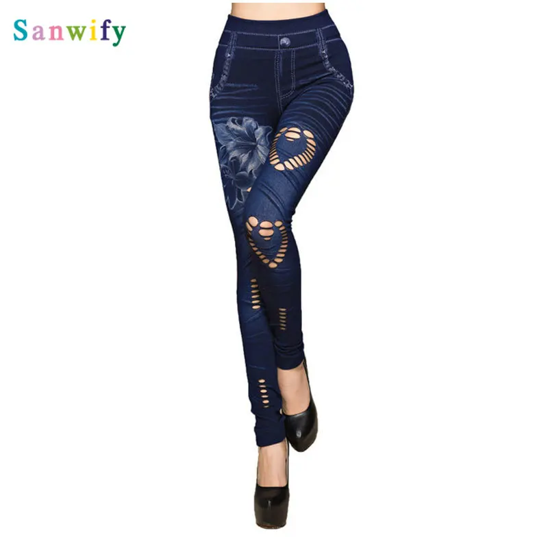 Модные облегающие женские леггинсы Джинсовые пикантная Повседневная Женская