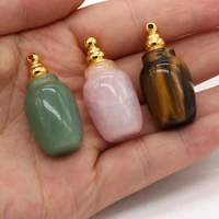 natural stone pendant perfume bottle vase shaped designer charms for diy jewelry making necklace women gift size18x55mm