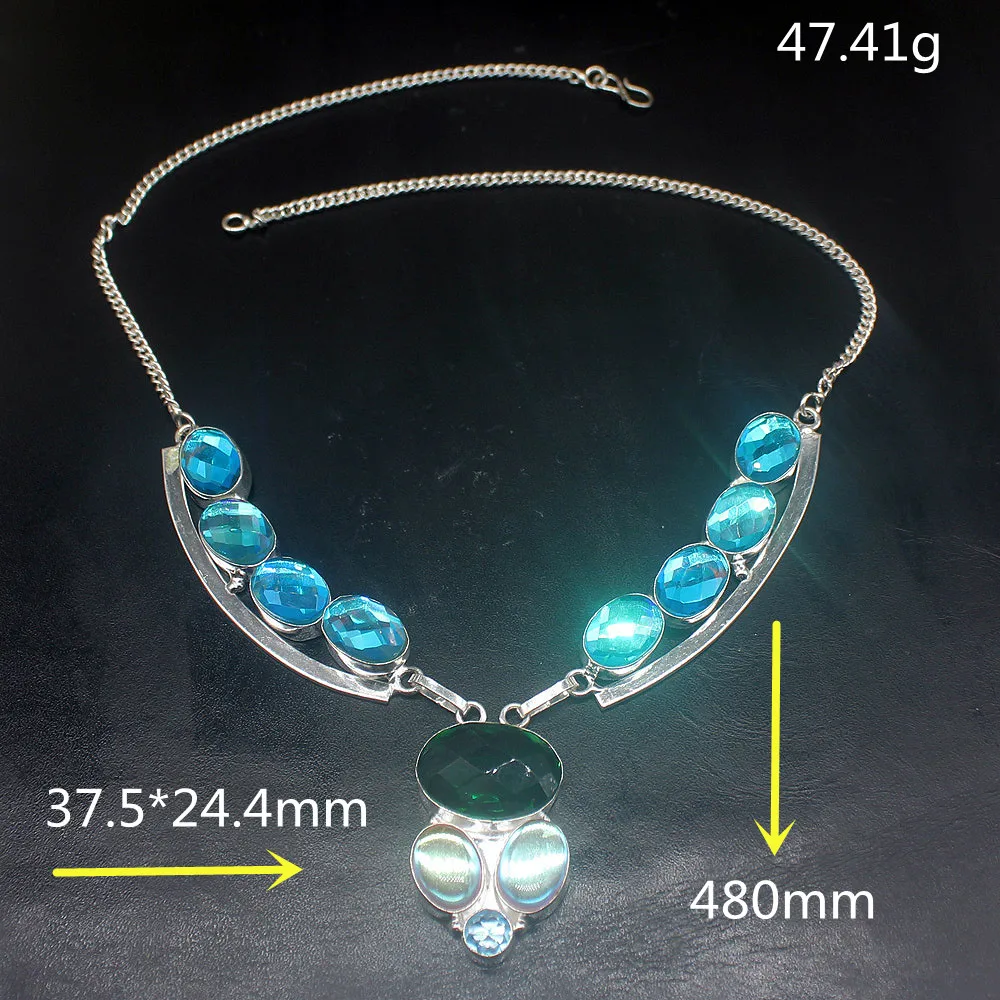 

Gemstonefactory Jewelry Big Promotion 925 Silver Attractive Colorful Topaz Ladies Women Chain Necklace 48cm 20213545