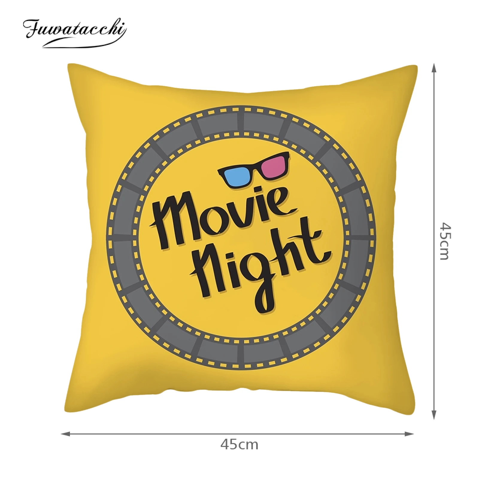 

Fuwatacchi Popcorn Pattern Cushion Cover Retro Cinema Tape Classic Pillowcase Floral Sofa For Home Living Room Decoration 45X45