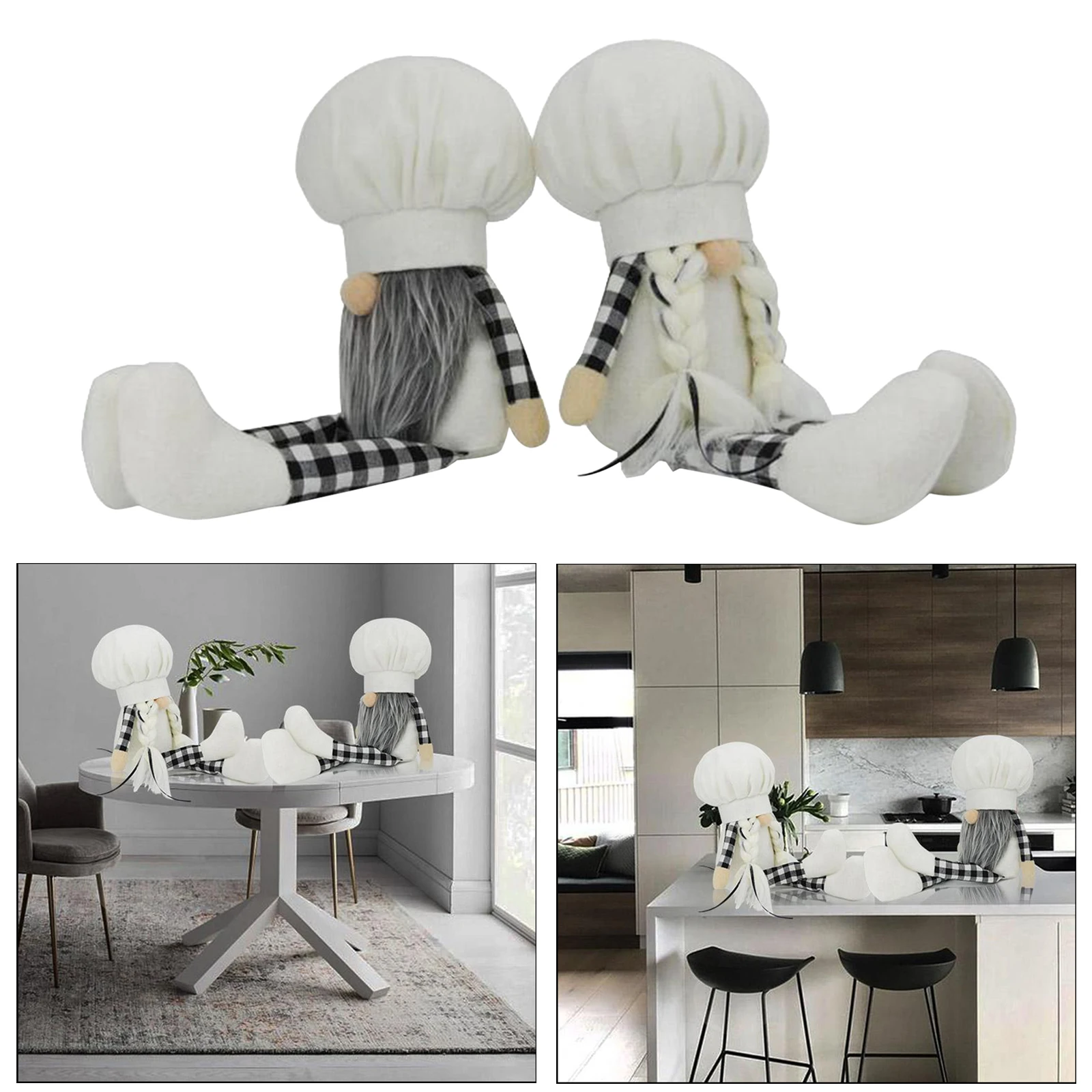 

Faceless Chef Gnome Doll Couple Ornament Festival Holiday Decor Hanging Toy