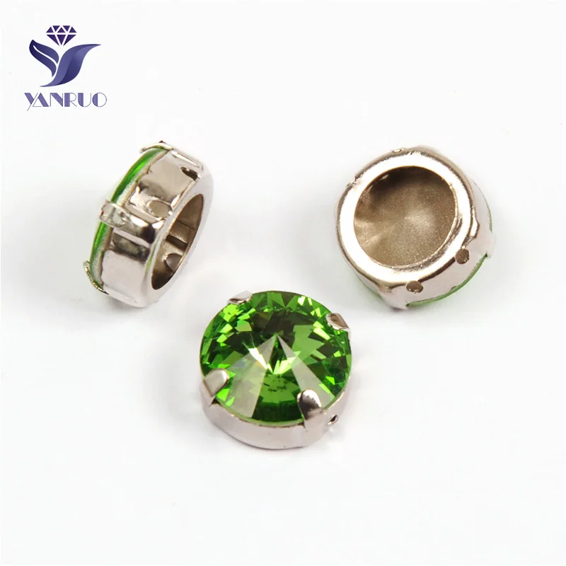 Peridot Yanruo 1122 стакан Rivoli Strass хрустальные маскарадные камни металлическая установка DIY заостренный назад пришить стразы для поделок - Цвет: Peridot