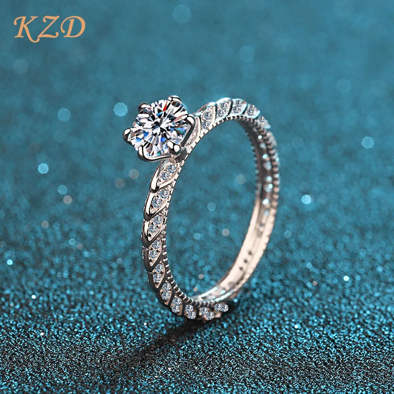 

Ladies Vintage Grain S925 Sterling Silver 80 Points Moissanite Six Prong Inlaid Ring Birthday Anniversary Girlfriend Gift