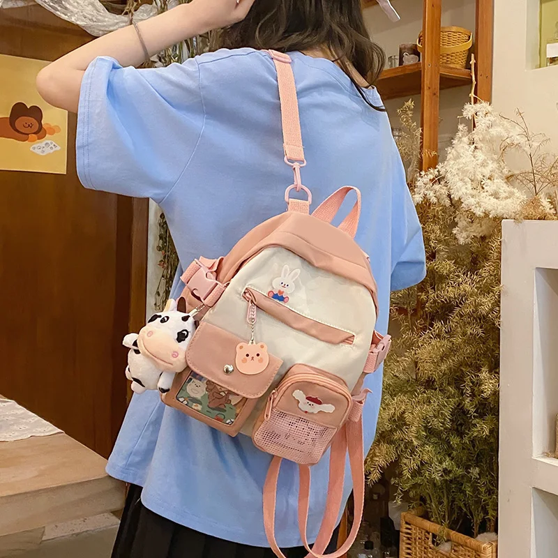 Summer Small Backpack Bag Women Cute Children's School Bags for Teenagers Female Ins Outing Dual-purpose Travel Backpacks Ladies