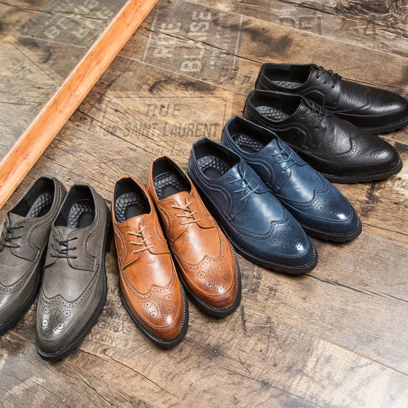 

Fashion Men Loafers Shoes Flat Black Leather Casual Shoes Mens Oxfords Man Brand Business Shoes KA477