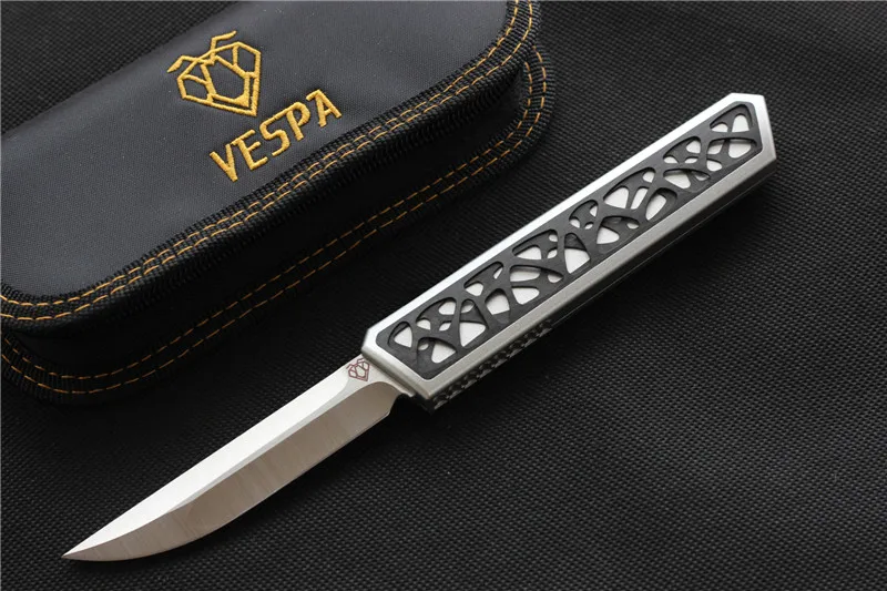 VESPA Dark star knife high quality Austria M390 steel blade Carbon fiber patch Handle outdoor Self-defense Survival hunting EDC