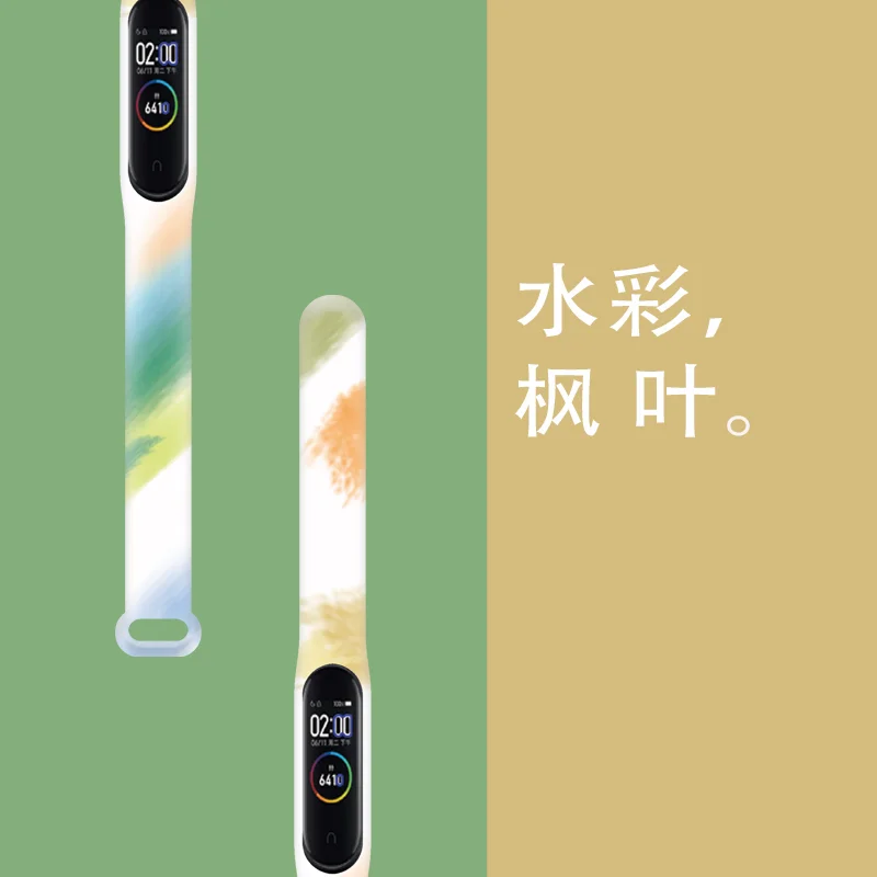For Mi Band 6 5 4 3 Strap Silicone Trend Printing Blet Pattern XiaoMI 5 6 4 3 Watch Band Bracelet Smart Sports Fitness Wristband