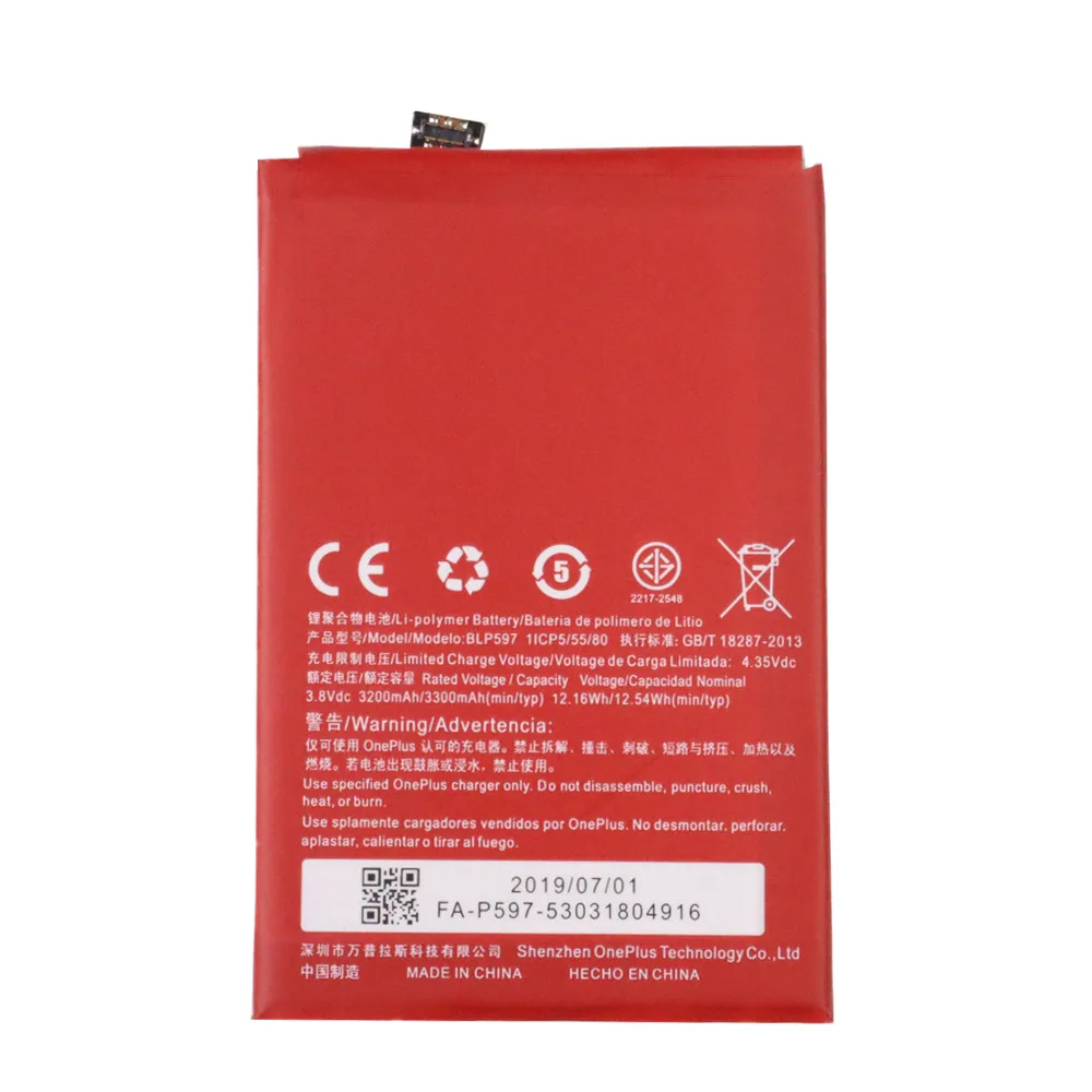 100% Новый оригинальный аккумулятор BLP597 3300 мАч для OnePlus 2 A2001 высокого качества +