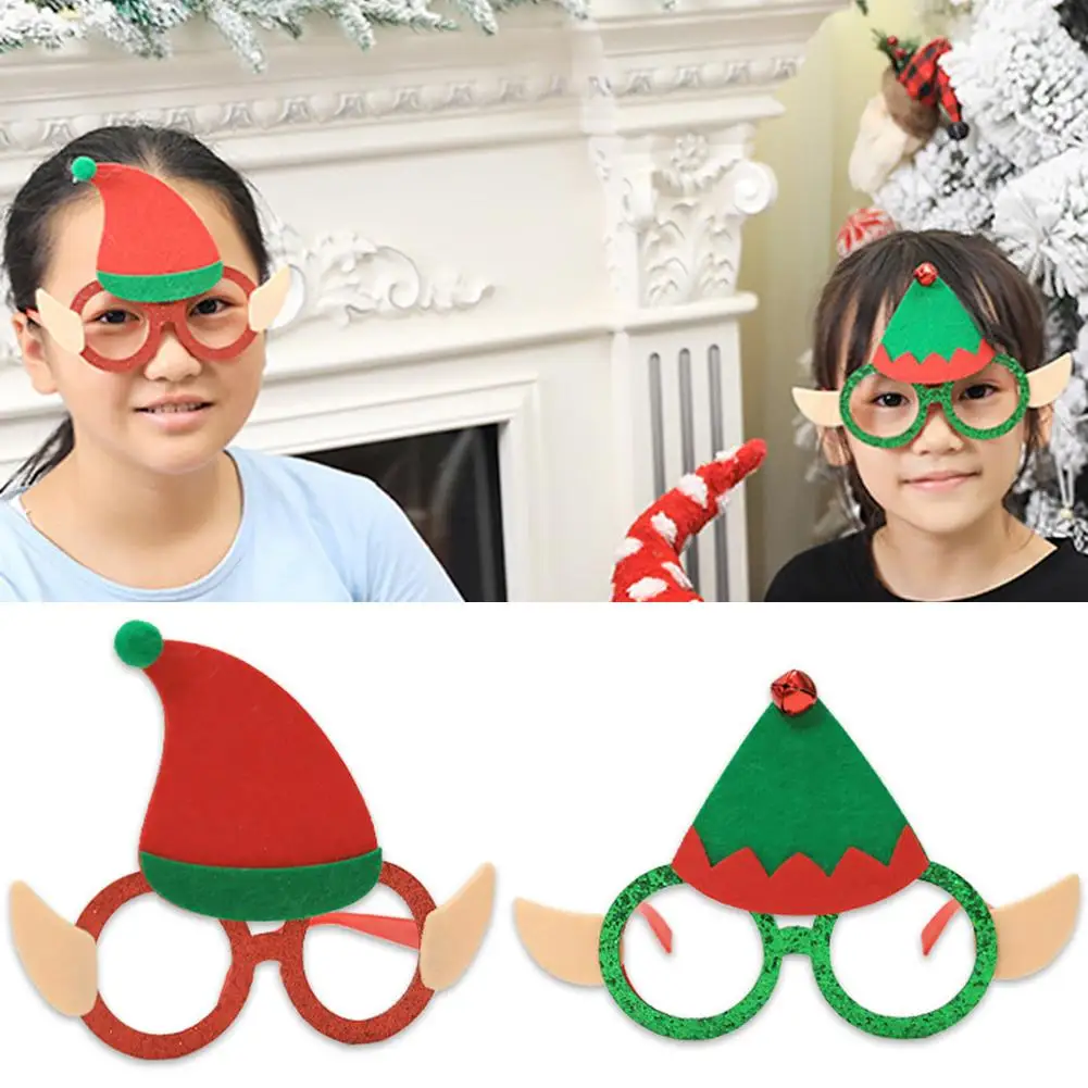 3 шт. мультяшный эльф Рождественская шляпа очки Рождественский подарок украшения