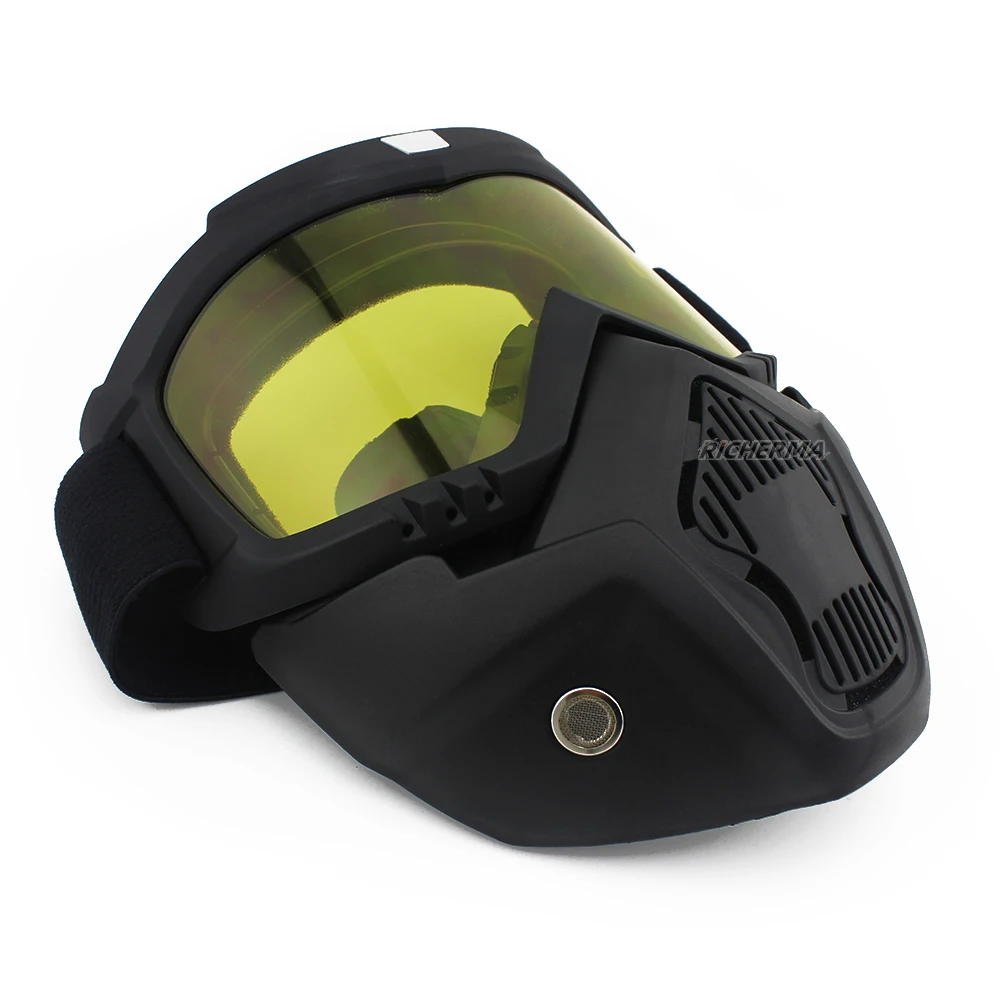 Мотоциклетная маска для лица с очками съемная Байкерская на все лицо