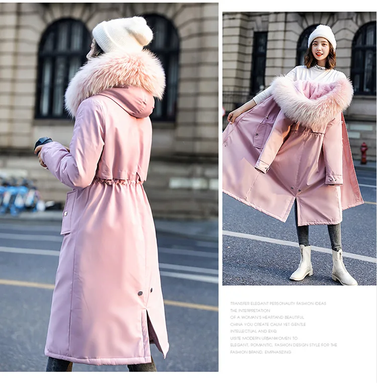 Abrigos Mujer Invierno женские парки с капюшоном, утепленное пуховое хлопковое пальто, женское длинное тонкое зимнее пальто с меховым воротником для женщин