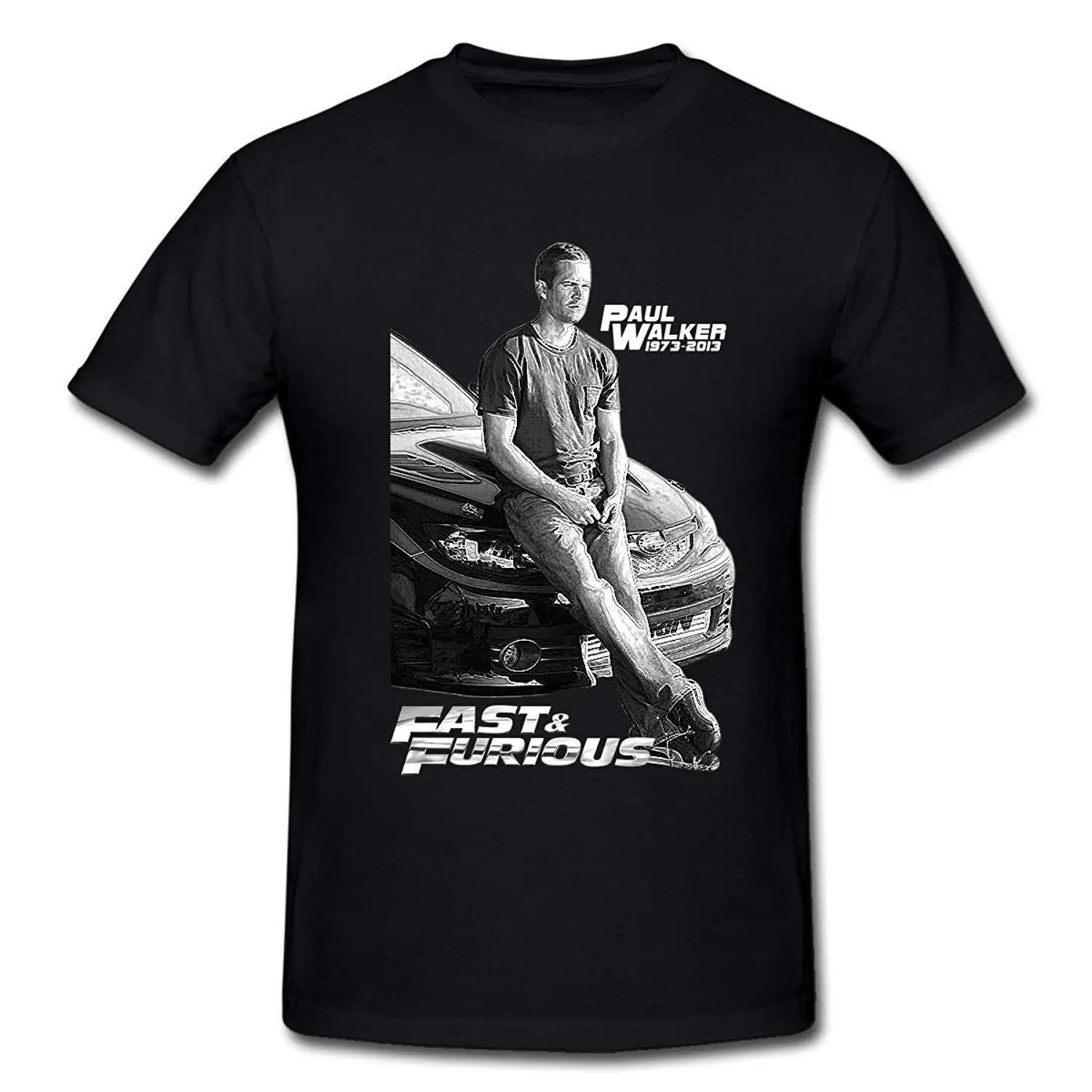Новый Пол Волкер улица Racinger Форсаж (Fast Furious Футболка мужская Повседневное черный