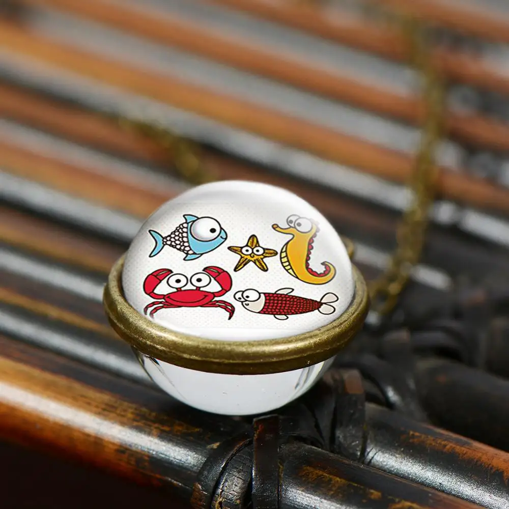 Подвеска с дельфином морской звездой конь черепаха кристалл изысканная Детская