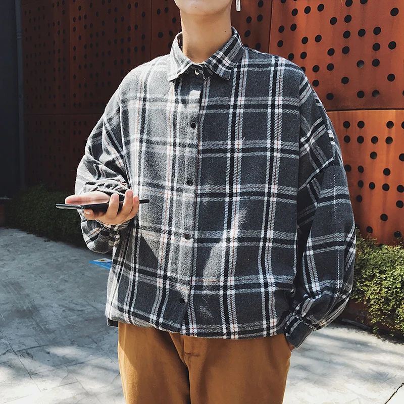 Winter New Thick Woolen Shirt Men Fashion Retro Casual Woolen Jacket Man Streetwear Wild Loose Long-sleeved Shirt Coat Men M-5XL