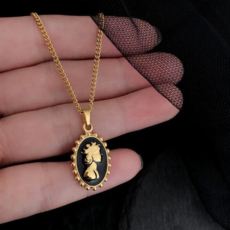 Модные черные эмалевые подвески в стиле барокко RHYSONG средней длины цепочка на шею