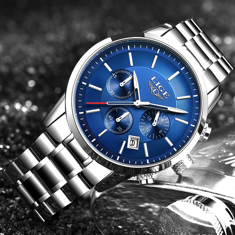 LIGE спортивные часы аналоговые кварцевые для мужчин Лидирующий бренд Роскошные