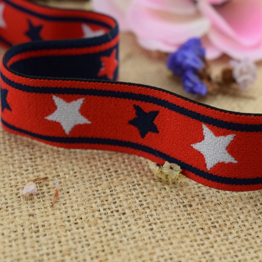 Лента со звездами #342 тесьма кружевная Эластичная отделка 1 ярд одежда сделай сам