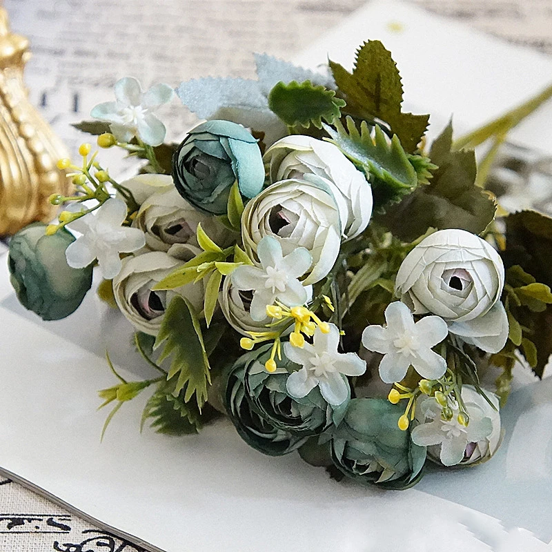 Шелковый Искусственный Пион пионы искусственные Цветы маленькая Роза Чай Почки