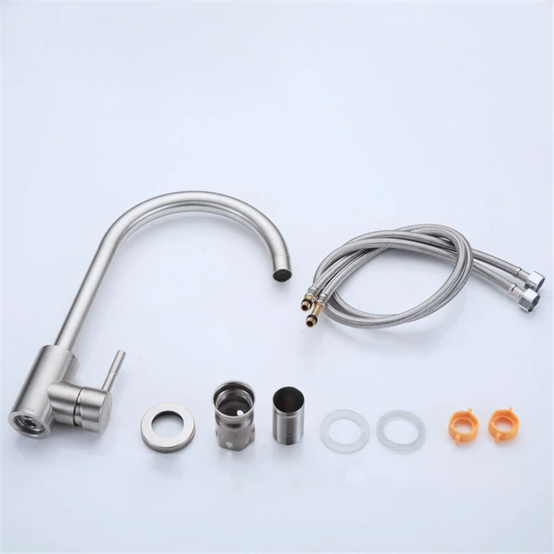 

Kitchen Faucet Stainless Steel Kitchen Faucet Single Handle Single Hole Kitchen Sink Faucet 2-In-1 Cold Water Faucet