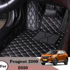Автомобильные коврики для Peugeot 2008 2020, автомобильный Стайлинг, водонепроницаемые декоративные кожаные коврики, аксессуары для интерьера, подставка для ног