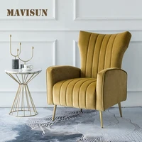 minimalist leisure sofas chaise longue italian style nordic stainless steel model room single chair light luxury fabric custom