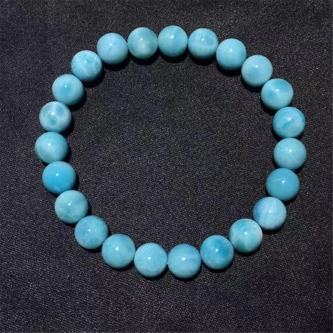 

8mm Natural Blue Larimar Bracelet For Women Men Gift Crystal Beads Water Pattern Stone Dominica Gemstone Jewelry Strands AAAAA