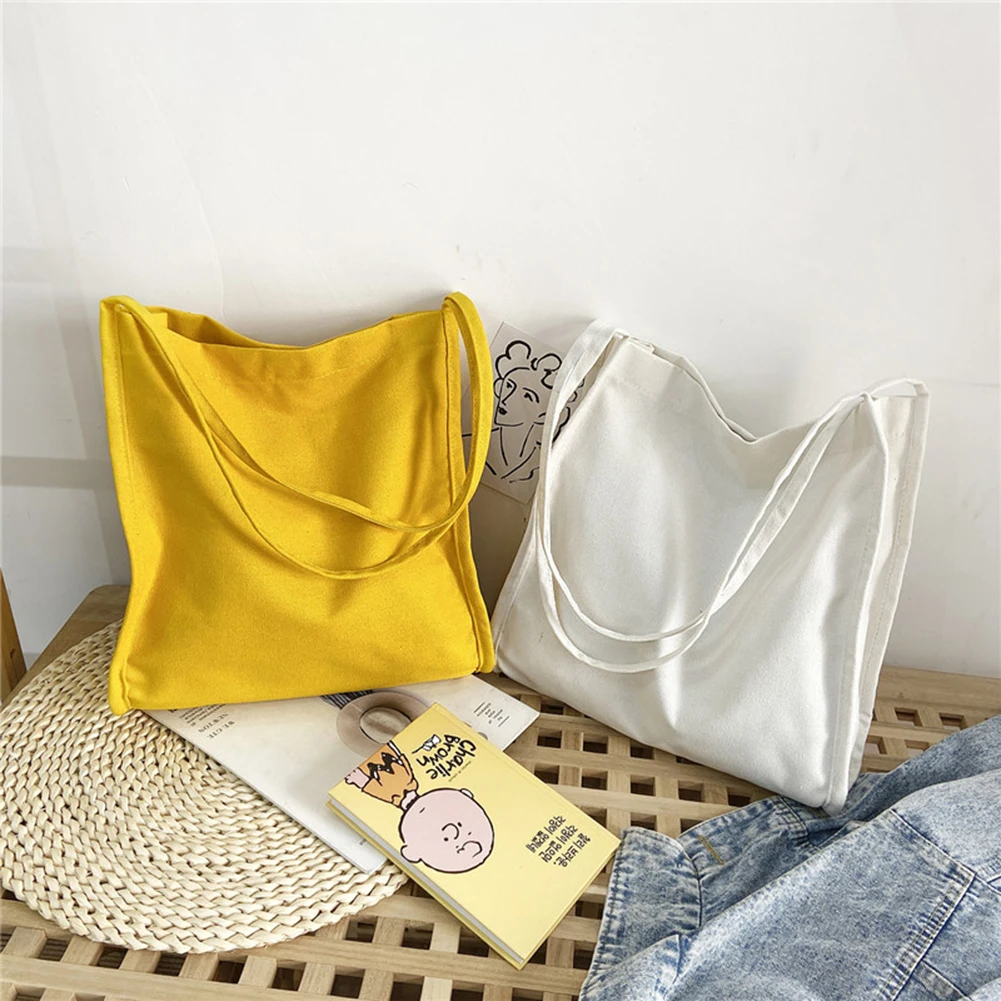 

Women Vintage Solid Color Canvas Large Capacity Underarm Shoulder Bags Shopping Tote Casual Female Simple Shoulder Handbags