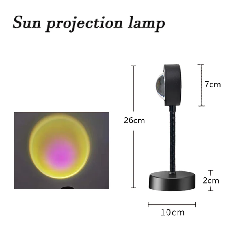 

Sunset Projector Lamp Rainbow Atmosphere Led Night Light for Home Bedroom Coffe shop Background Wall Decoration USB Table Lamp.