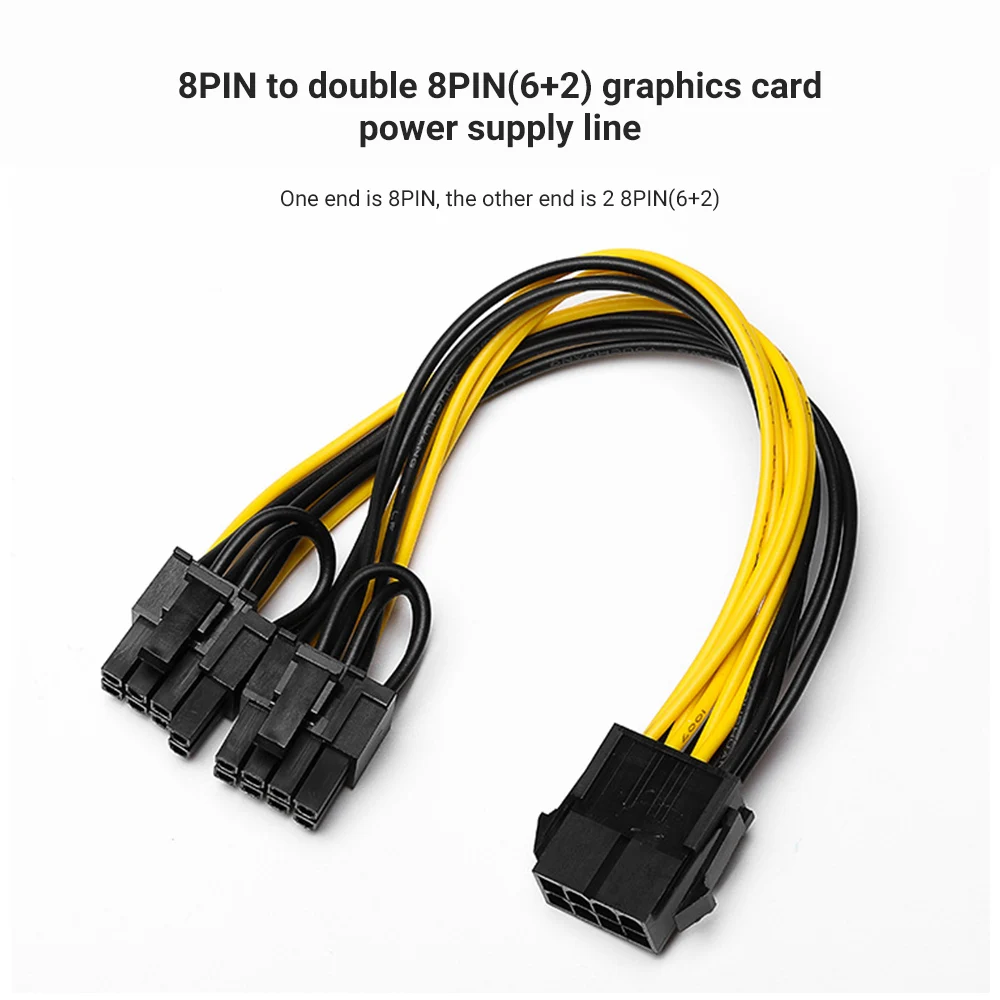 10pcs pcie splitter pci express 8 pin to dual pcie 8 pin motherboard graphics card pci e gpu power data cable splitter free global shipping