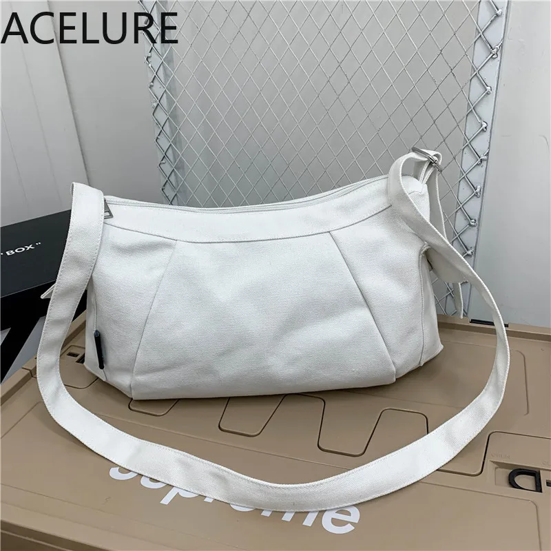 

ACELURE Hign Capacity Solid Color Canvans Messenger Bags for Women 2021 Large Casual Totes Female Shoulder Bags Shopping Purse